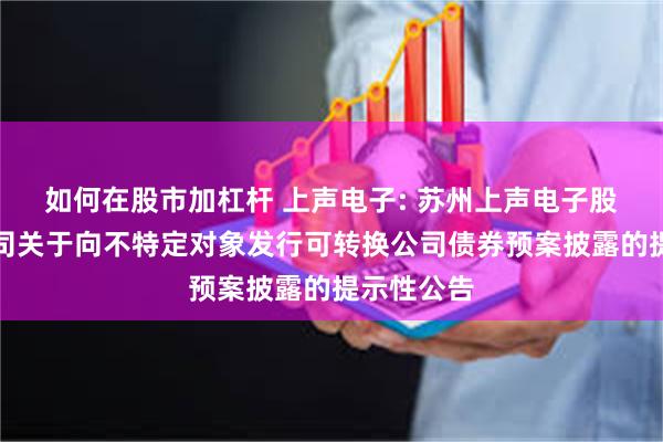 如何在股市加杠杆 上声电子: 苏州上声电子股份有限公司关于向不特定对象发行可转换公司债券预案披露的提示性公告