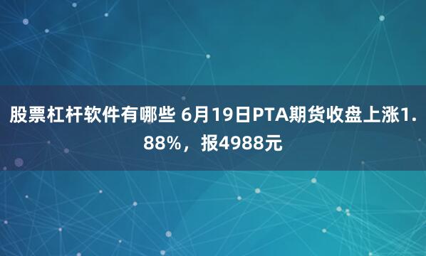 股票杠杆软件有哪些 6月19日PTA期货收盘上涨1.88%，报4988元